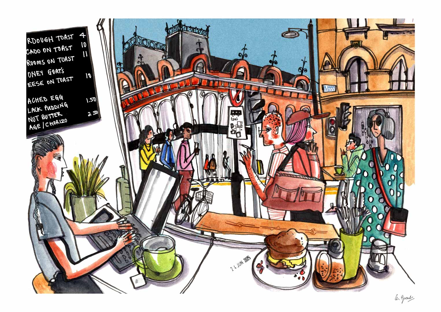 Oldham Street from the window of Fig and Sparrow
