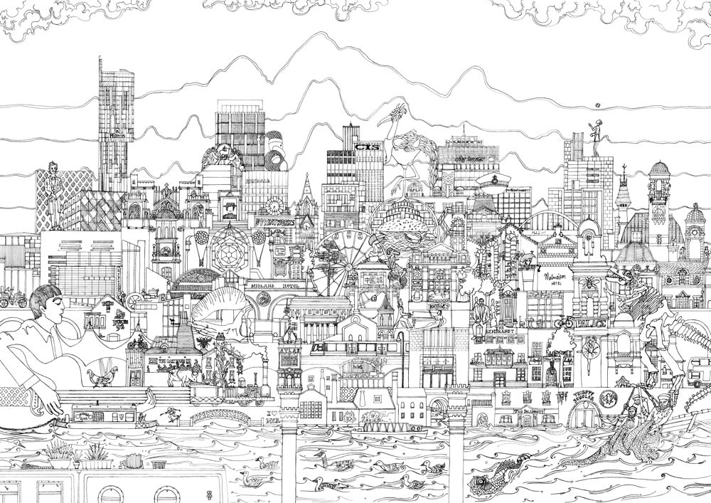 Manchester Skyline Black & White